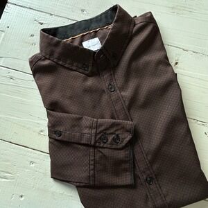 JB Holt Mens Standard Fit Long Sleeve Button Down Shirt Brown Geometric JB294FPW